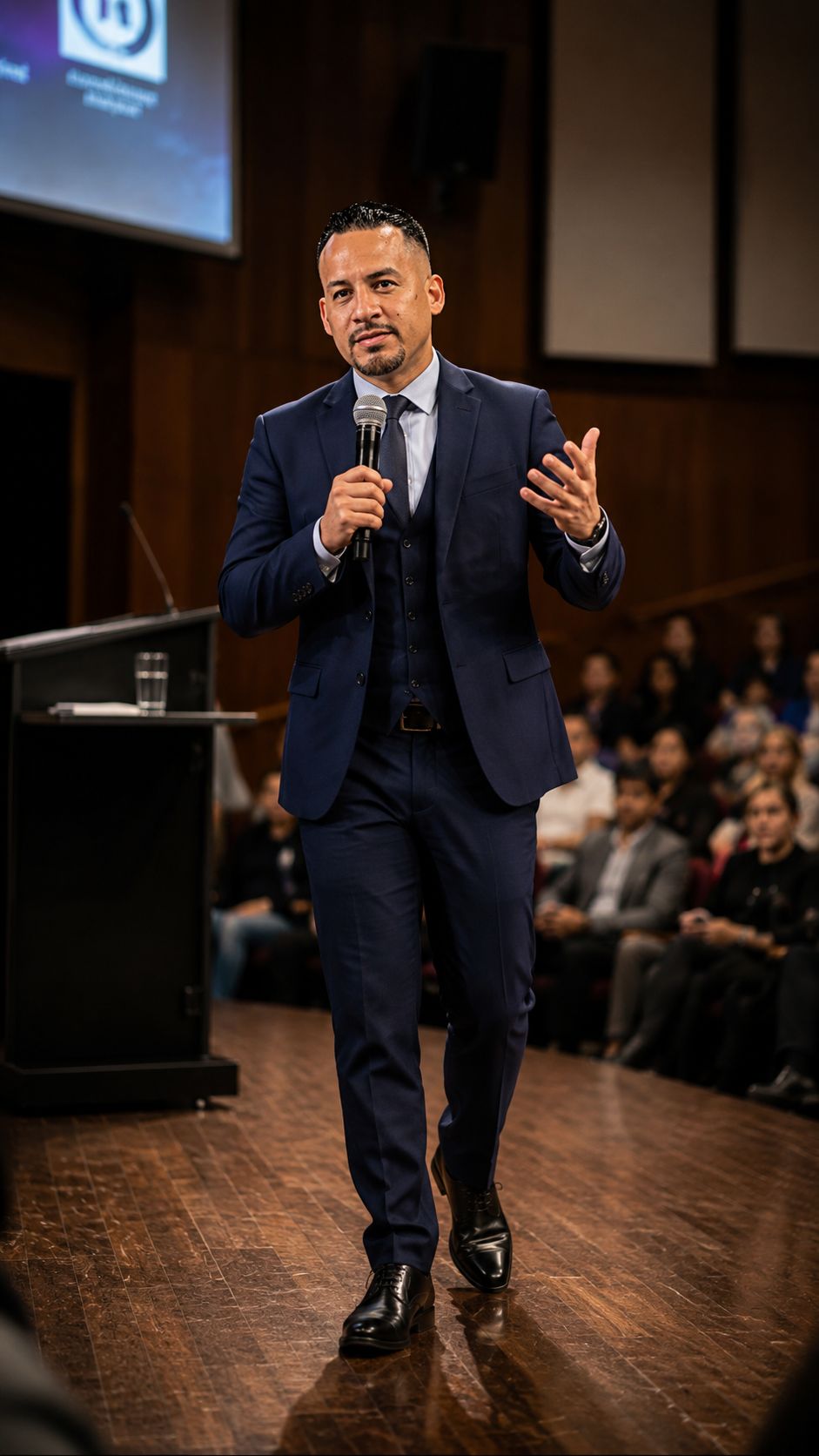 Braulio presentando ante una audiencia